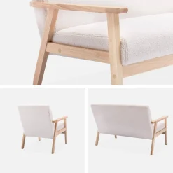 Banco y sillón borreguito y madera de caucho