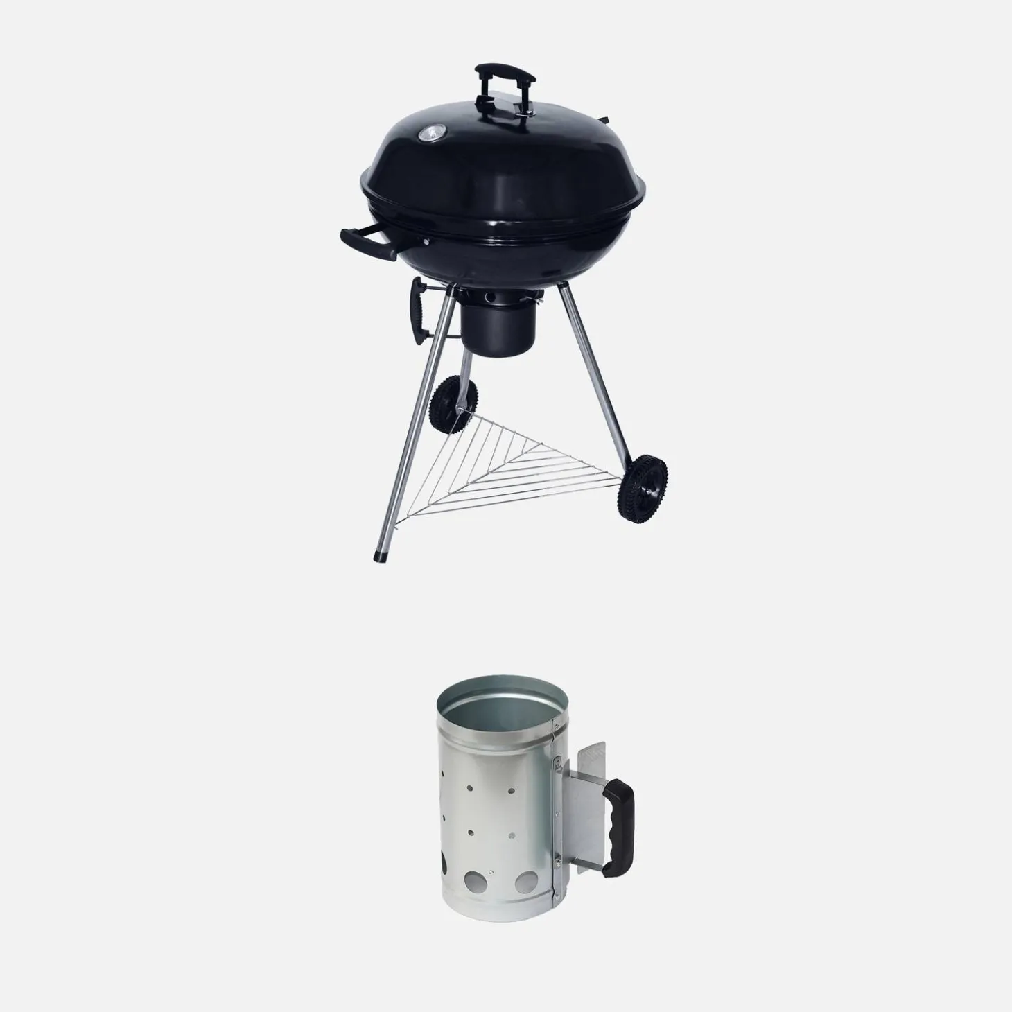 Barbacoa de carbón con chimenea de encendido