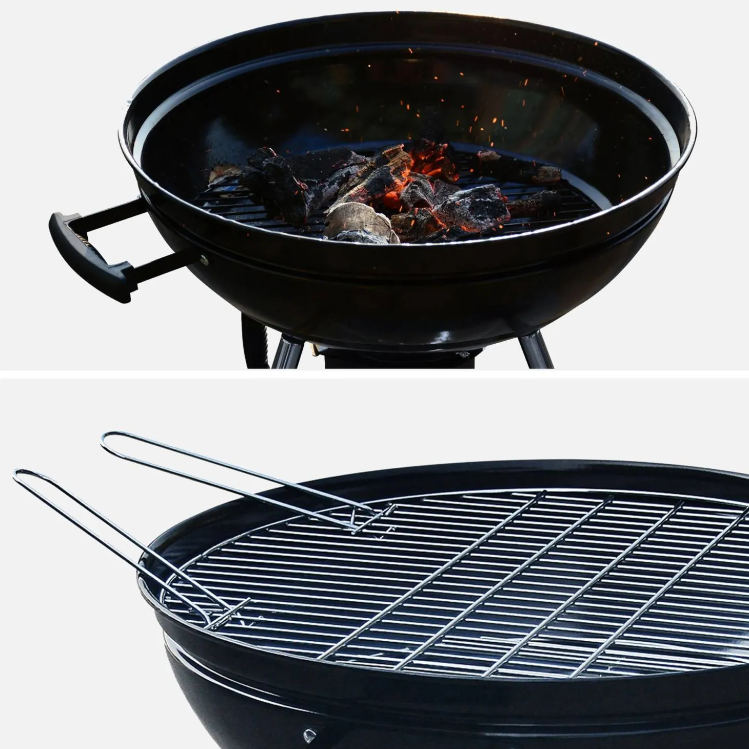 Barbacoa de carbón con chimenea de encendido
