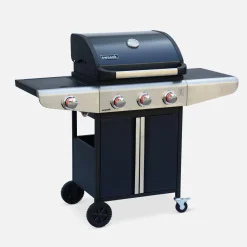 Barbacoa de gas con 3 quemadores con 1 quemador lateral