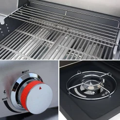 Barbacoa de gas con 3 quemadores con 1 quemador lateral