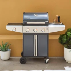 Barbacoa de gas con 3 quemadores con 1 quemador lateral