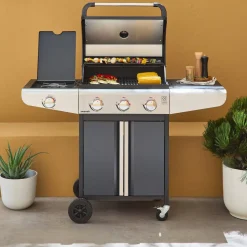 Barbacoa de gas con 3 quemadores con 1 quemador lateral