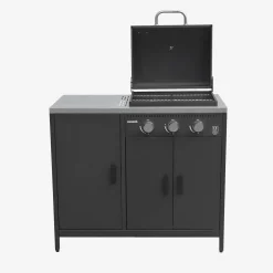 Barbacoa de gas con 3 quemadores, 3 puertas y termómetro