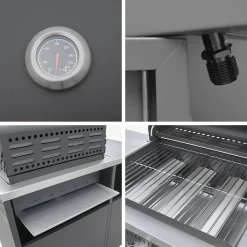 Barbacoa de gas con 3 quemadores, 3 puertas y termómetro