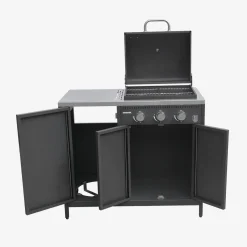 Barbacoa de gas con 3 quemadores, 3 puertas y termómetro