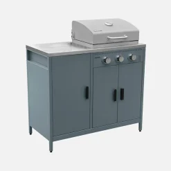 Barbacoa de gas con 3 quemadores, 3 puertas y termómetro