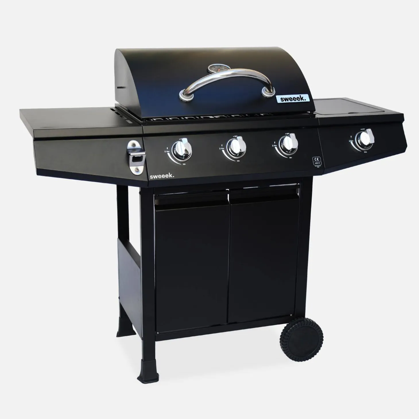 Barbacoa de gas con 3 quemadores y 1 quemador lateral