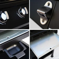 Barbacoa de gas con 3 quemadores y 1 quemador lateral