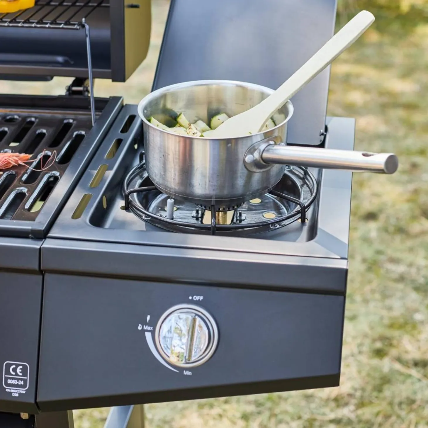 Barbacoa de gas con 3 quemadores y 1 quemador lateral