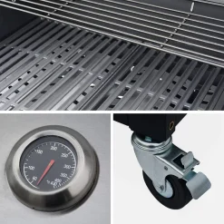 Barbacoa de gas con 4 quemadores + 1 fuego lateral, cocina exterior con fregadero y funda