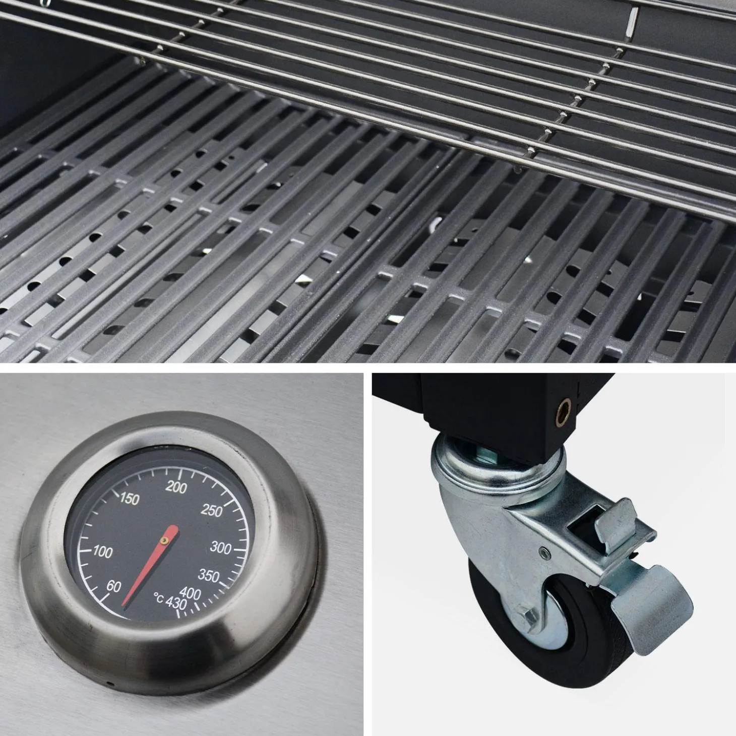 Barbacoa de gas con 4 quemadores + 1 fuego lateral, cocina exterior con fregadero y funda