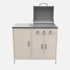 Barbacoa de gas con 3 quemadores, 3 puertas y termómetro