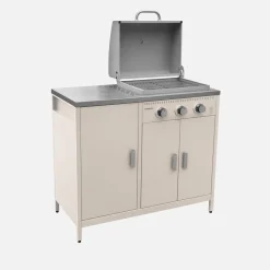 Barbacoa de gas con 3 quemadores, 3 puertas y termómetro