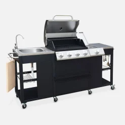 Barbacoa de gas de 5 quemadores con 1 quemador lateral