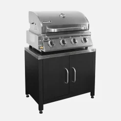 Barbacoa de gas de 4 quemadores de mesa + cocina exterior de acero, 80cm