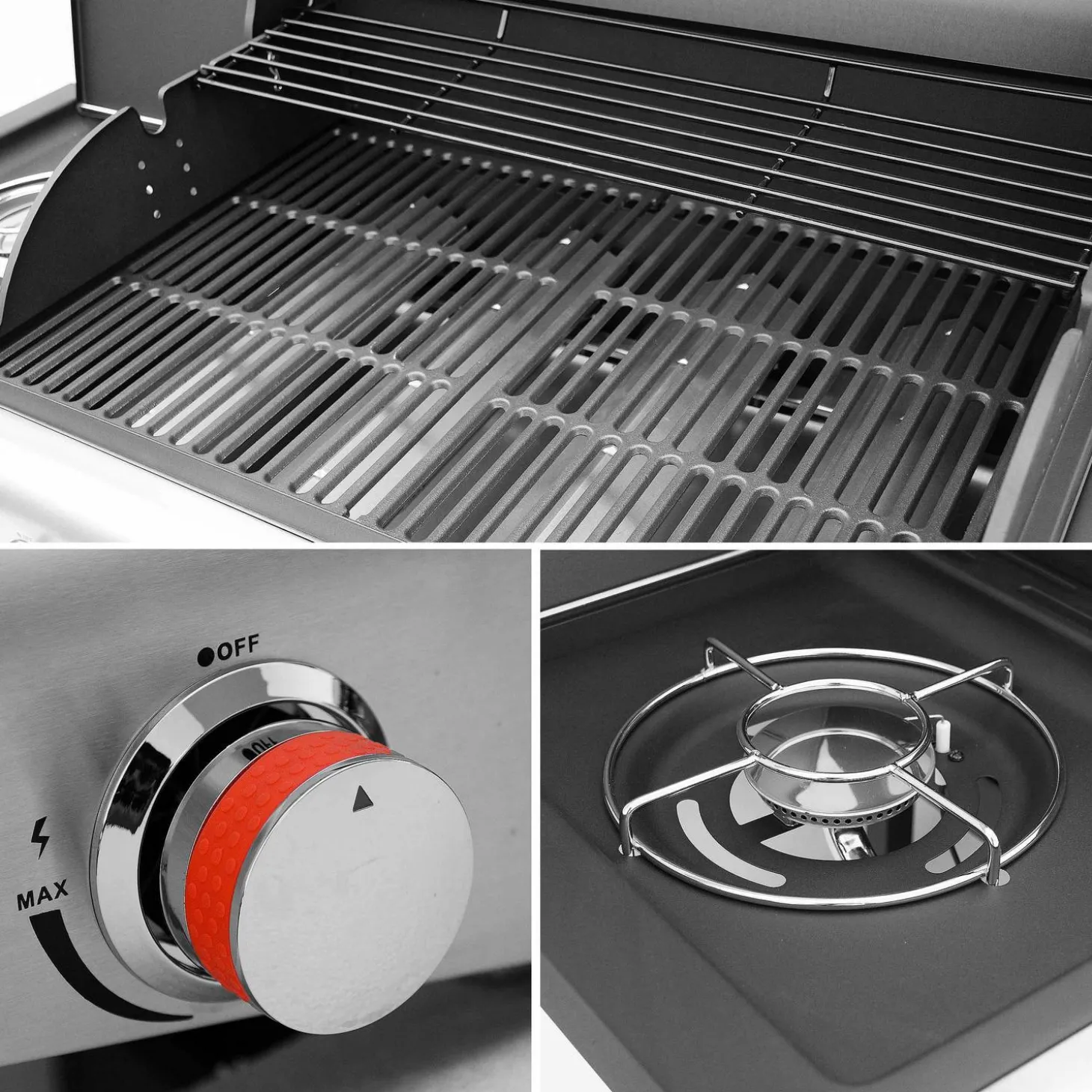 Barbacoa de gas de 5 quemadores con 1 quemador lateral