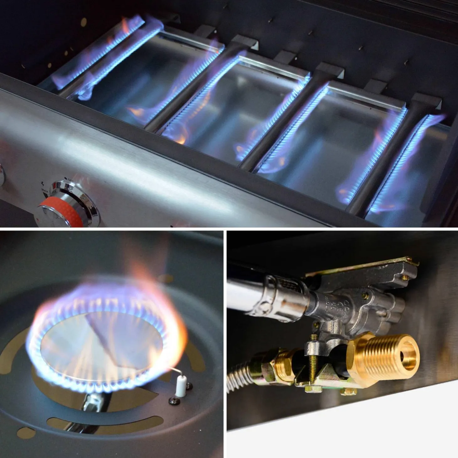 Barbacoa de gas de 5 quemadores con 1 quemador lateral