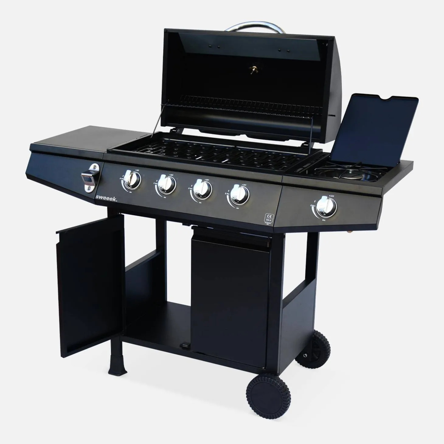 Barbacoa de gas de 5 quemadores con 1 quemador lateral
