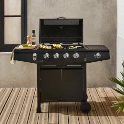 Barbacoa de gas de 5 quemadores con 1 quemador lateral