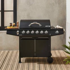 Barbacoa de gas de 7 quemadores con 1 quemador lateral