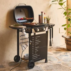 Barbacoa eléctrica de 2 quemadores, acero esmaltado