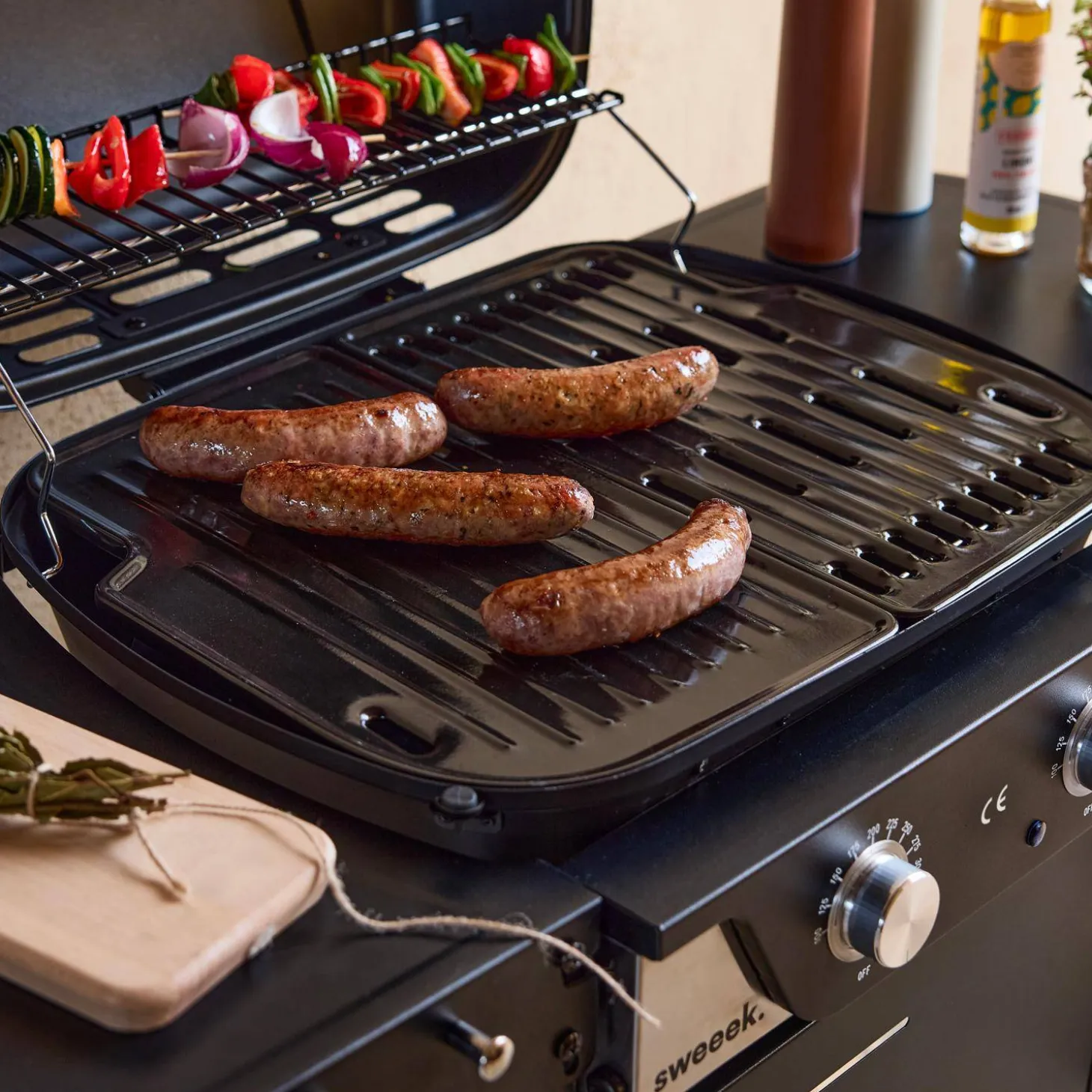 Barbacoa eléctrica de 2 quemadores, acero esmaltado