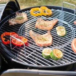Barbacoa redonda de carbón de acero esmaltado con carrito, Ø53cm