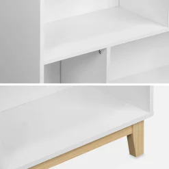 Biblioteca con patas de madera de 8 compartimentos