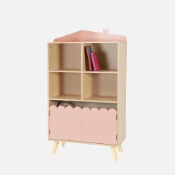 Biblioteca infantil madera de pino 2 puertas 4 estantes