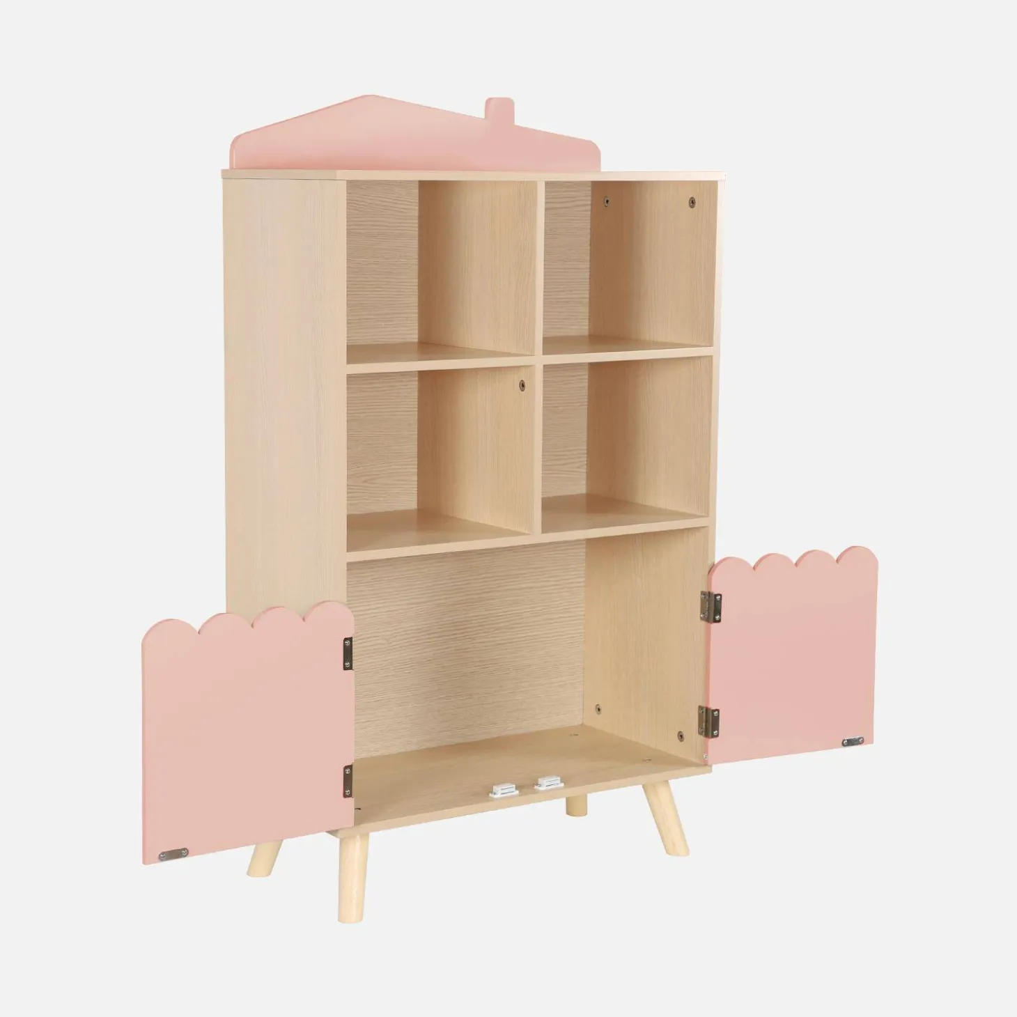 Biblioteca infantil madera de pino 2 puertas 4 estantes