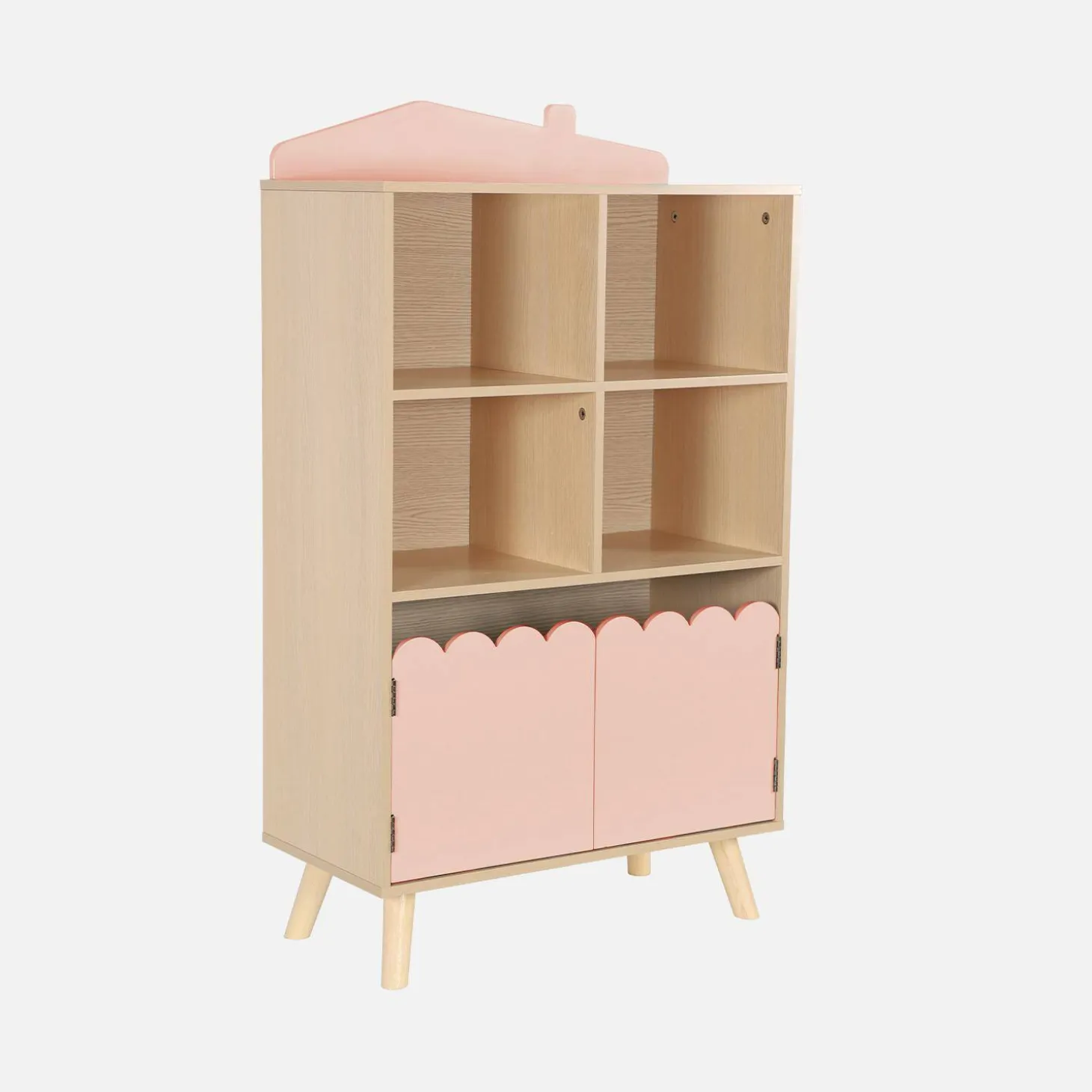 Biblioteca infantil madera de pino 2 puertas 4 estantes