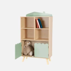 Biblioteca infantil madera de pino 2 puertas 4 estantes