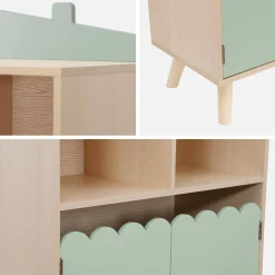 Biblioteca infantil madera de pino 2 puertas 4 estantes