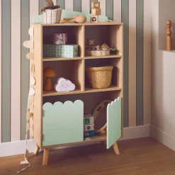 Biblioteca infantil madera de pino 2 puertas 4 estantes