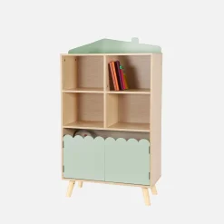 Biblioteca infantil madera de pino 2 puertas 4 estantes