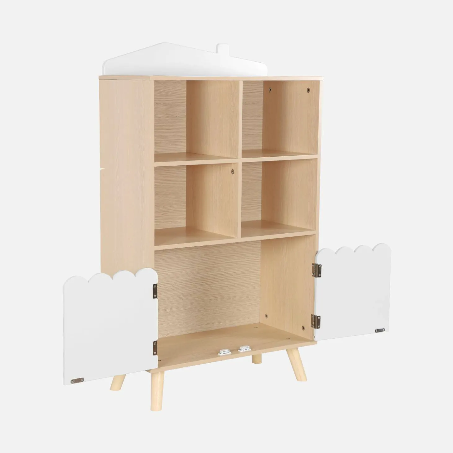 Biblioteca infantil madera de pino 2 puertas 4 estantes