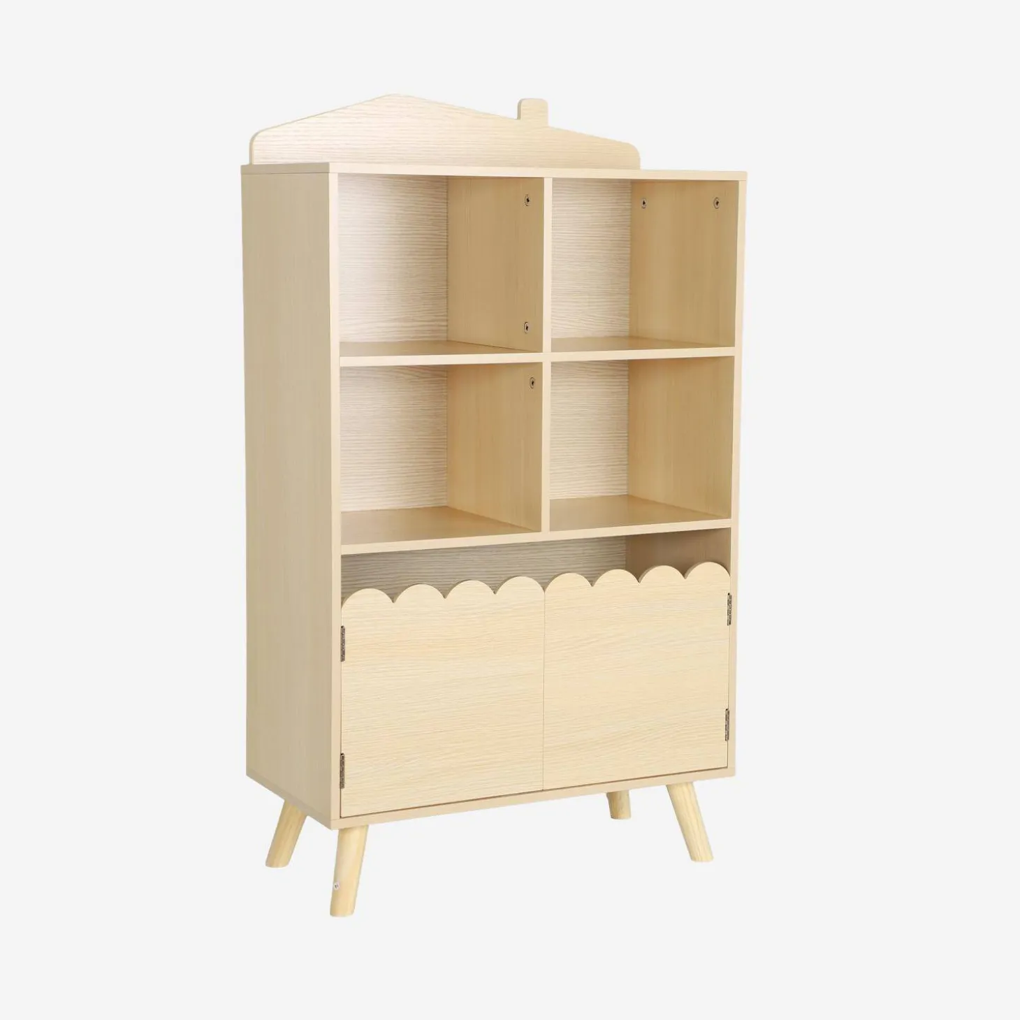Biblioteca infantil madera de pino 2 puertas 4 estantes