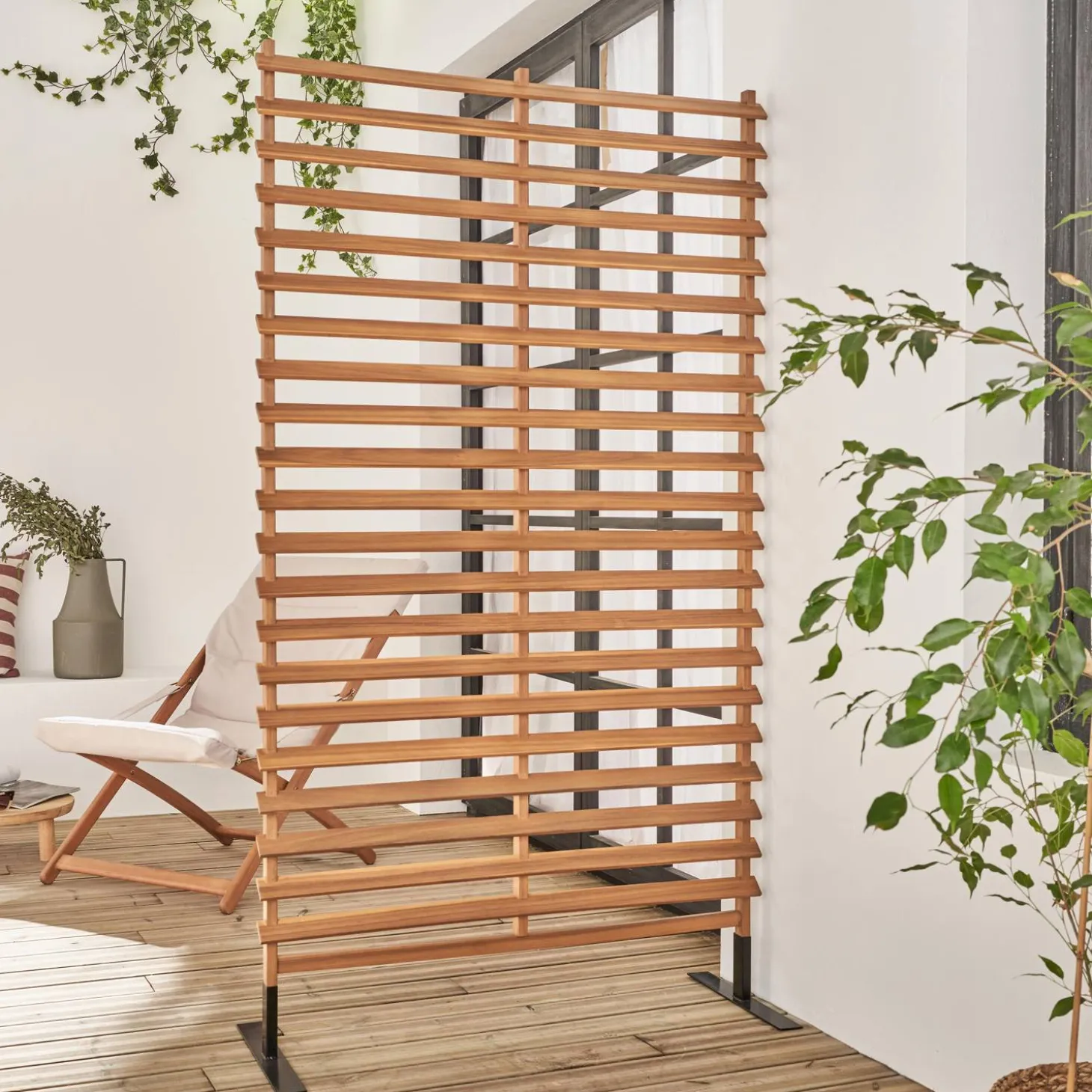 Biombo de madera para interior/exterior de 100cm