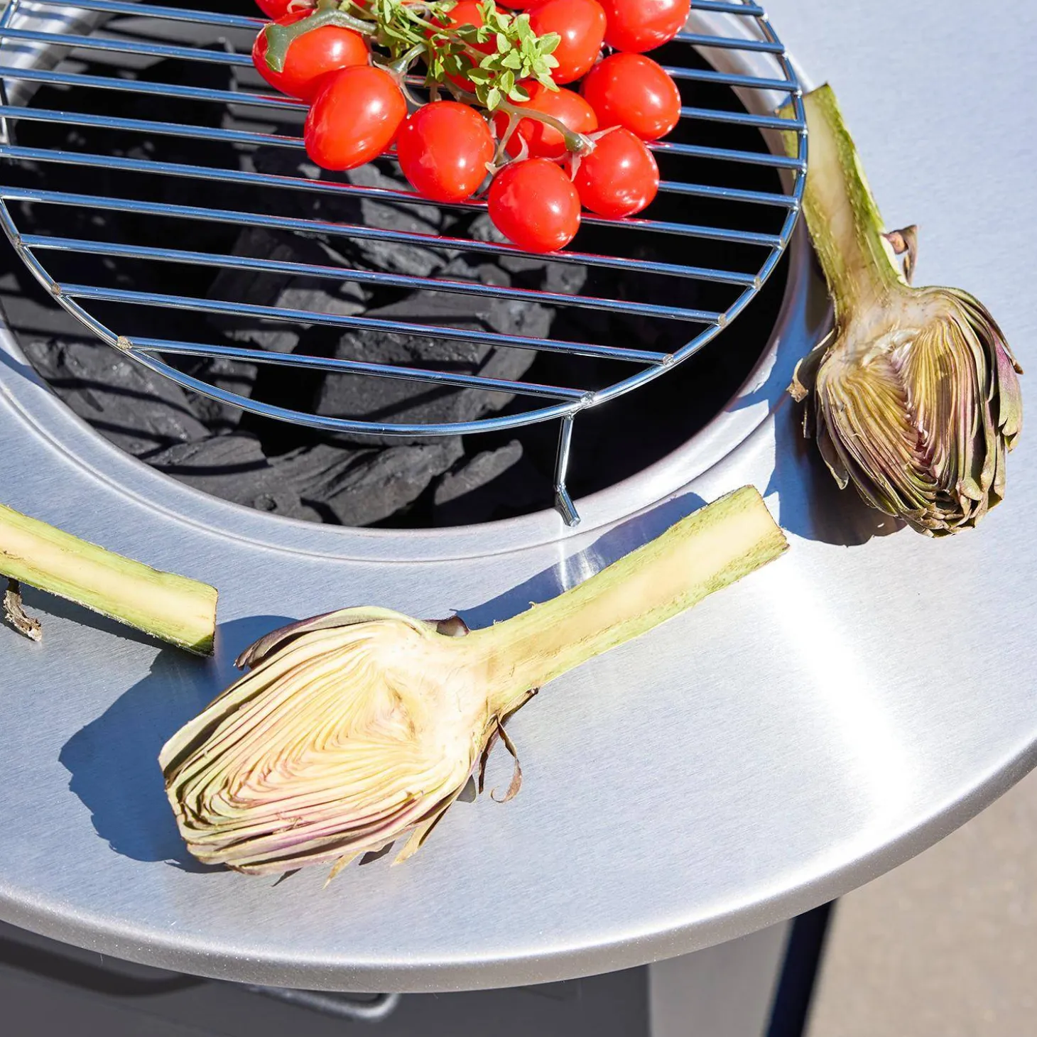 Brasero barbacoa con espacio de almacenamiento, Ø59cm