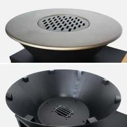 Brasero barbacoa, carrito con espacios de almacenamiento, tapa y utensilios, Ø80cm