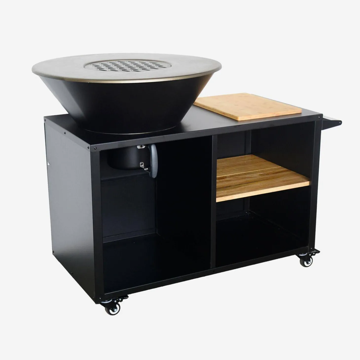 Brasero barbacoa 80cm + carrito con espacios de almacenamiento