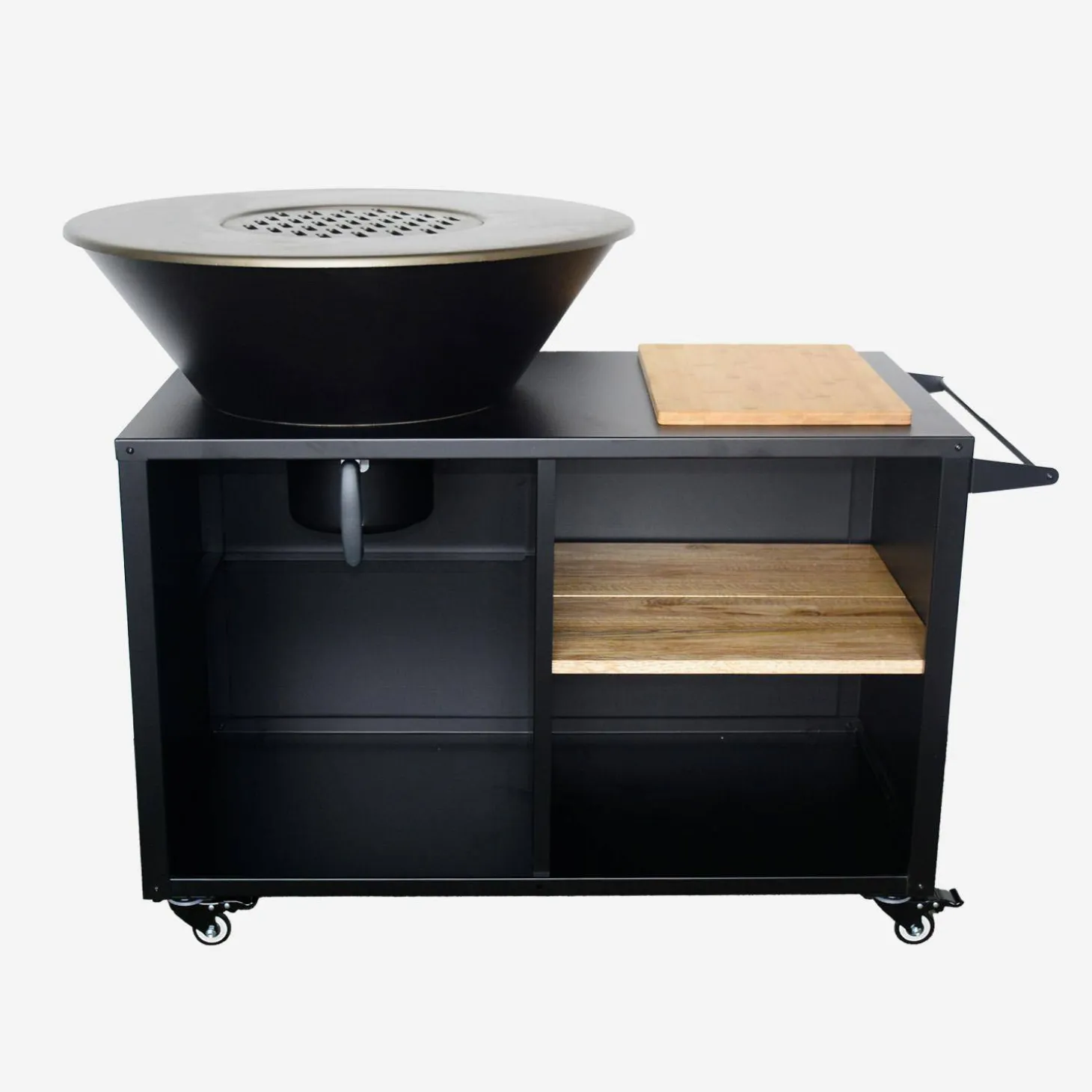 Brasero barbacoa 80cm + carrito con espacios de almacenamiento
