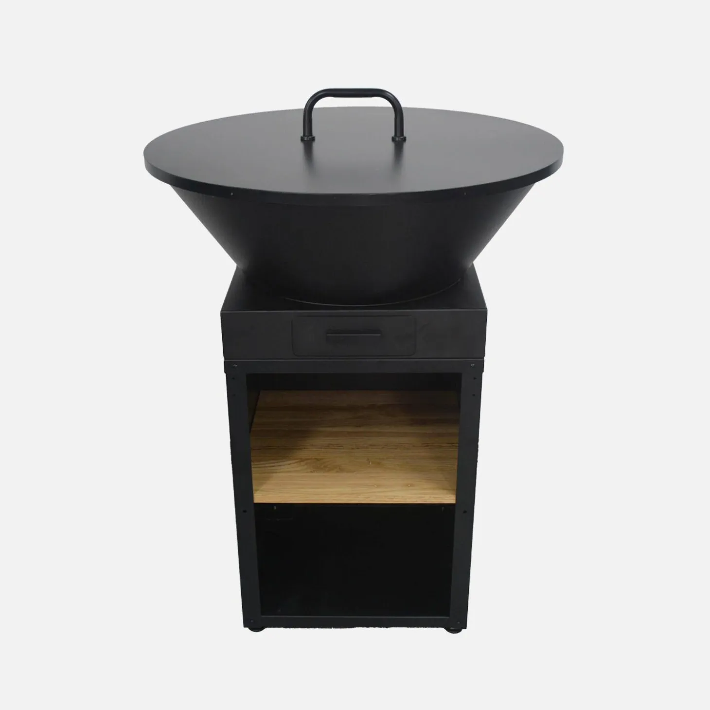 Brasero barbacoa Ø81,5cm con parrilla de cocción, espacio de almacenamiento y tapa