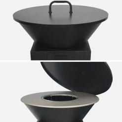 Brasero barbacoa Ø81,5cm con parrilla de cocción, espacio de almacenamiento y tapa