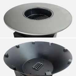 Brasero barbacoa con parrilla de cocción, espacio de almacenamiento, tapa y utensilios, Ø81,5cm