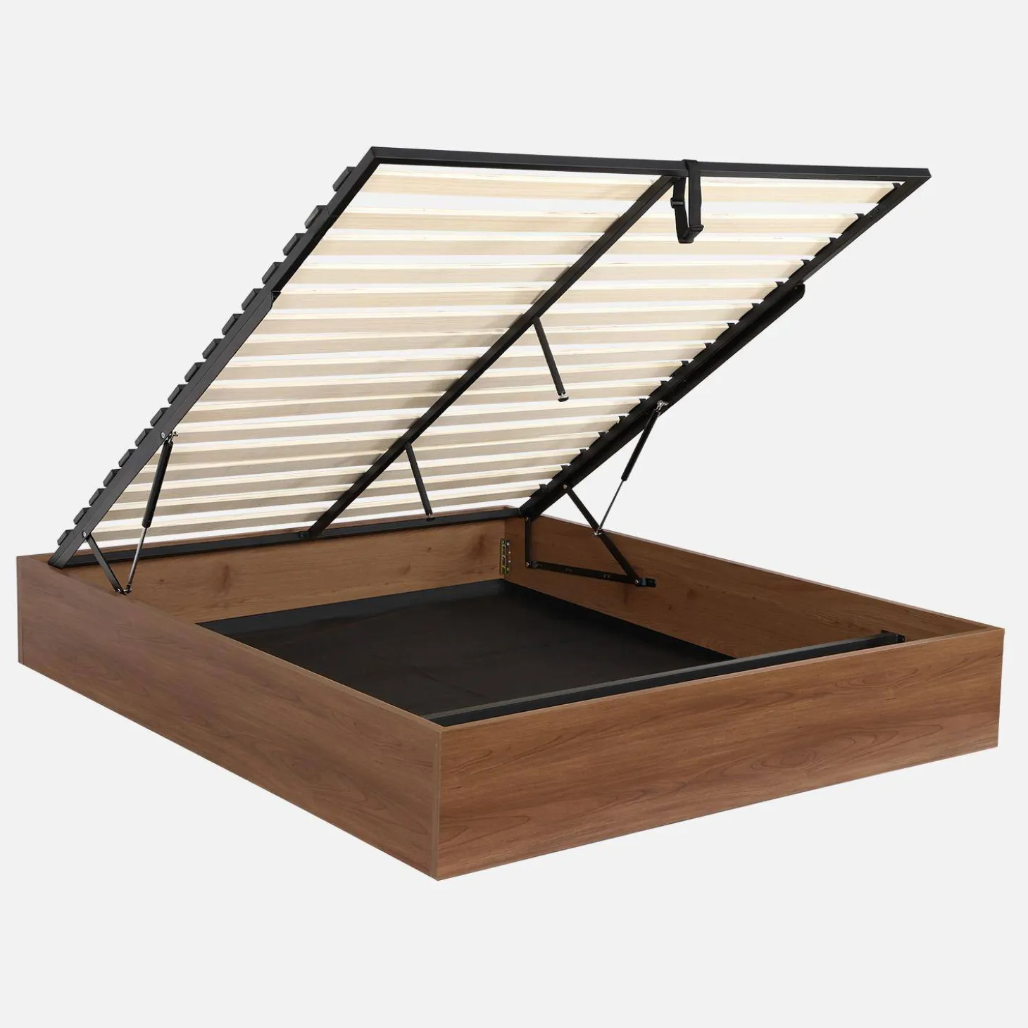 Cama con cajón y somier de láminas 160x200cm, decorado en madera