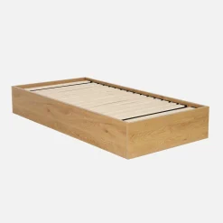 Cama con cajón y somier de láminas 90x190cm, decoración madera