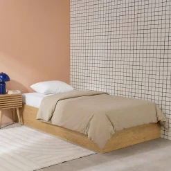 Cama con cajón y somier de láminas 90x190cm, decoración madera