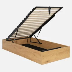Cama con cajón y somier de láminas 90x190cm, decoración madera